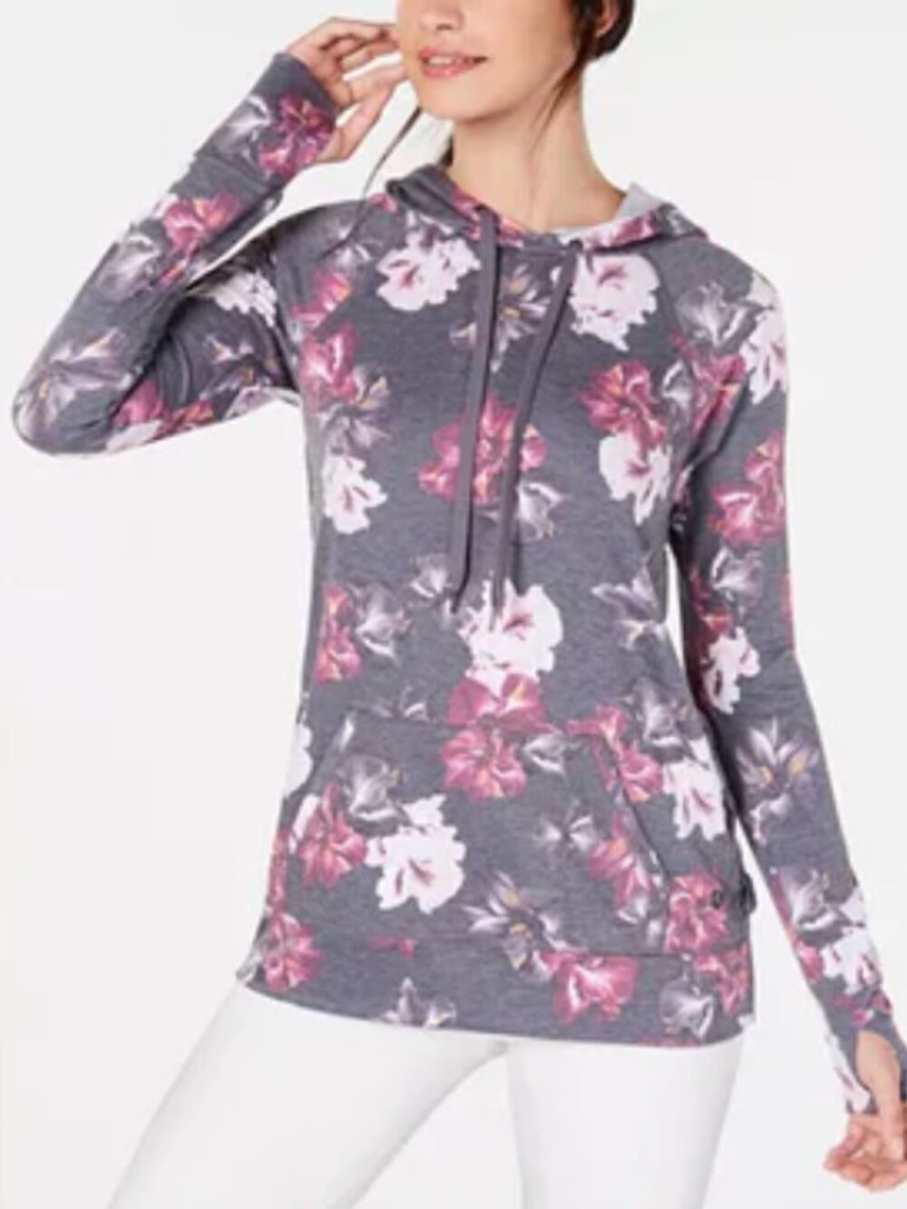 Ideology floral print lace hoodie